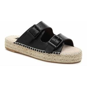 Steve Madden Black Lapis Espadrille Leather Platform Sandal Size 7 Boho Chic